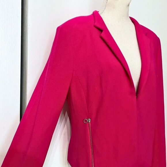 RIANI FUCHSIA PINK CREPE NOTCHED LAPEL BLAZER JACKET - 10 - Picture 4 of 10